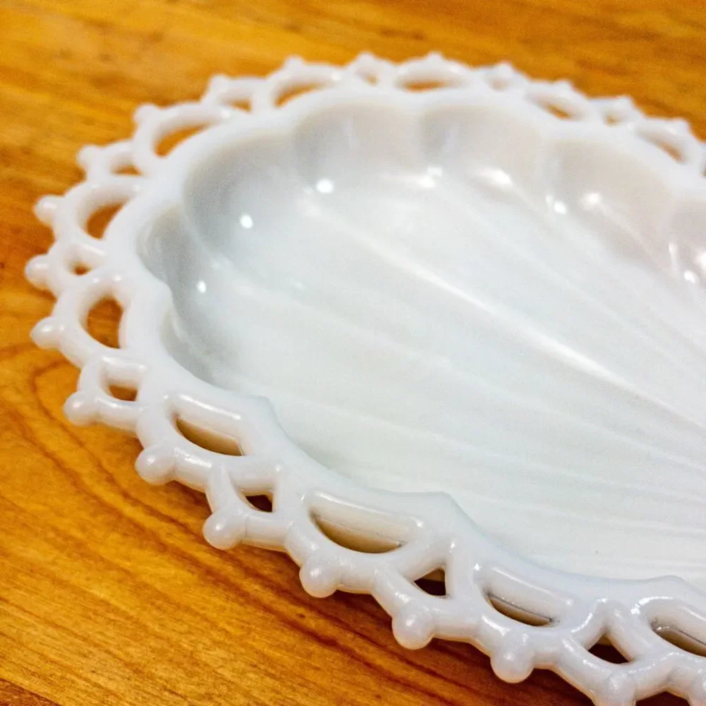 Vintage Westmorland Milk Glass Shell Dish & Juice Cup